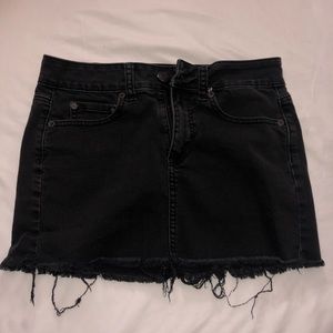 Black Frayed Denim Skirt